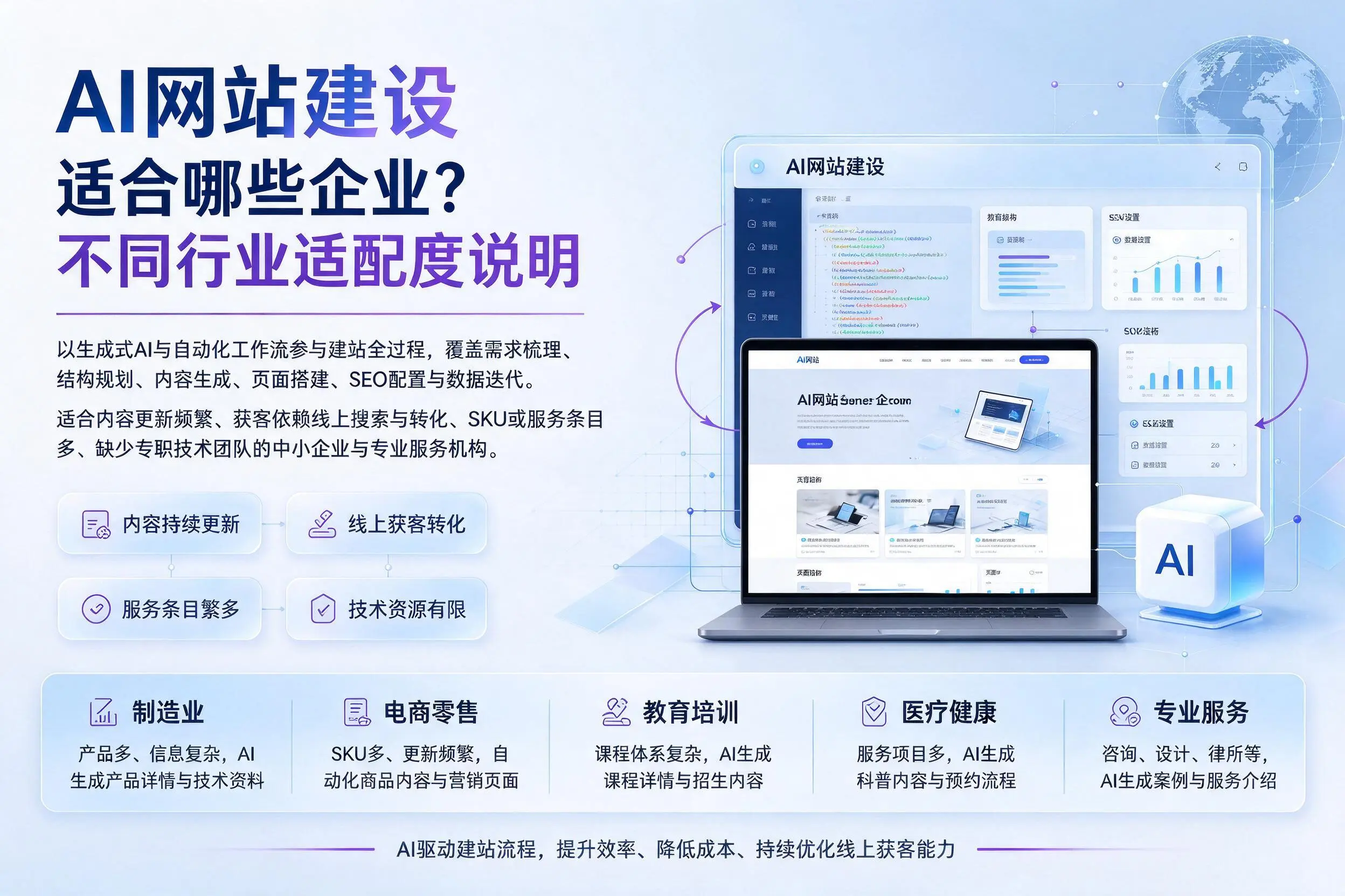 AI网站建设适合哪些企业？常德不同行业适配度说明